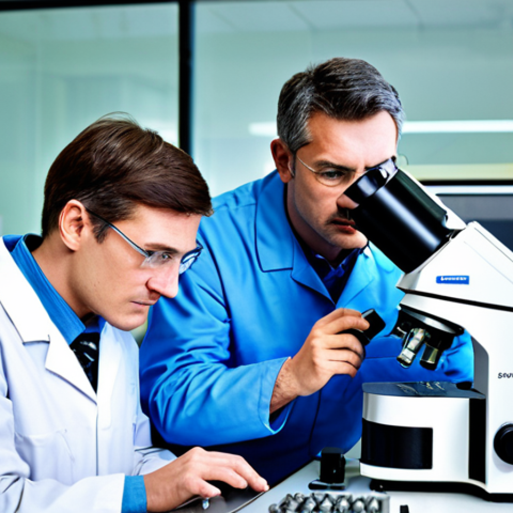 **

"A team of professional engineers, fully clothed in appropriate attire, analyzing a fractured metal component in a modern laboratory, using microscopes and computer simulations, safe for work, perfect anatomy, correct proportions, professional lighting, high quality, appropriate content, modest, family-friendly, laboratory setting."

**