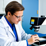 Metallography Lab Technician**

"A metallography lab technician in a fully clothed, professional lab coat and safety glasses, meticulously preparing a metal sample using a polishing machine in a brightly lit laboratory. Background includes microscopes and other lab equipment. Perfect anatomy, correct proportions, safe for work, appropriate content, family-friendly, professional image, high quality."

**