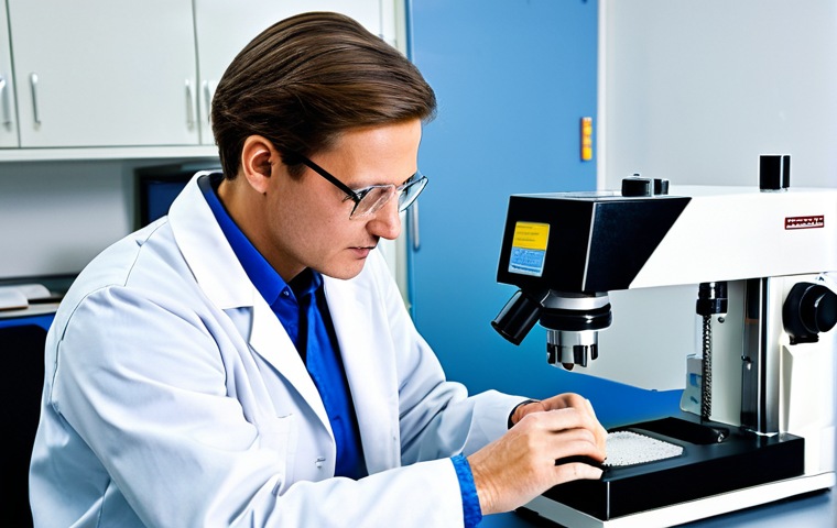 Metallography Lab Technician**

"A metallography lab technician in a fully clothed, professional lab coat and safety glasses, meticulously preparing a metal sample using a polishing machine in a brightly lit laboratory. Background includes microscopes and other lab equipment. Perfect anatomy, correct proportions, safe for work, appropriate content, family-friendly, professional image, high quality."

**