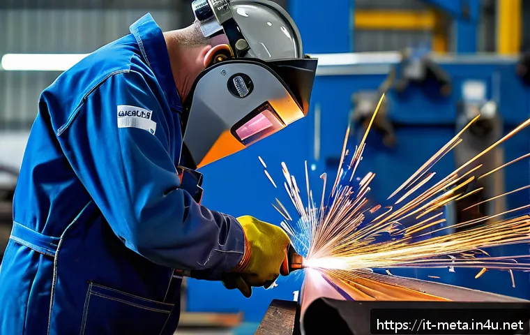 금속재료 NCS 학습방법 - A detailed close-up image of an industrial metal workshop showing a skilled technician performing TI...