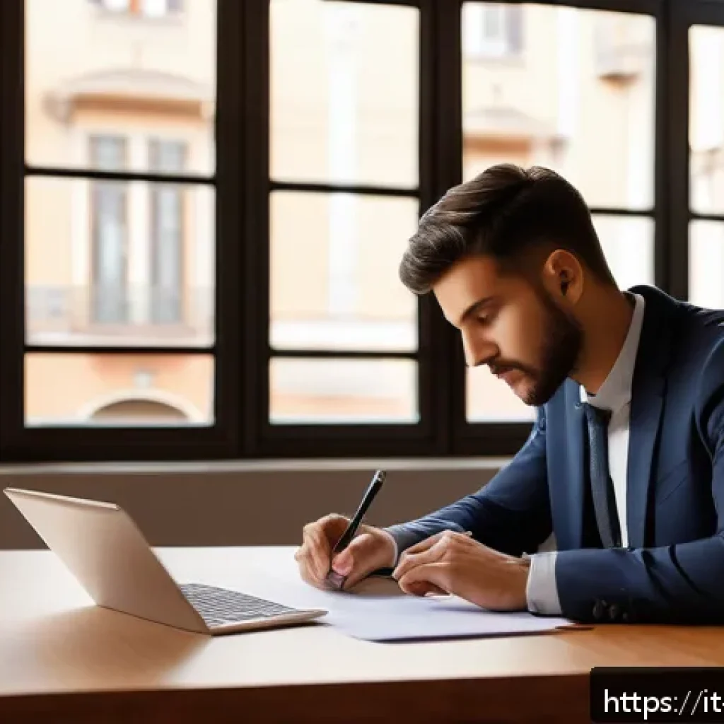 금속재료 자격증 시험 일정 - A professional Italian metallurgy certification exam registration scene: a modern office setting wit...