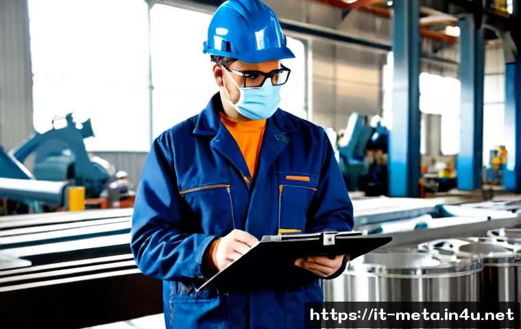 Home 17 금속재료 분야별 연봉 비교 - Photorealistic Italian metal materials engineer in a modern steel production facility, wearing clean...